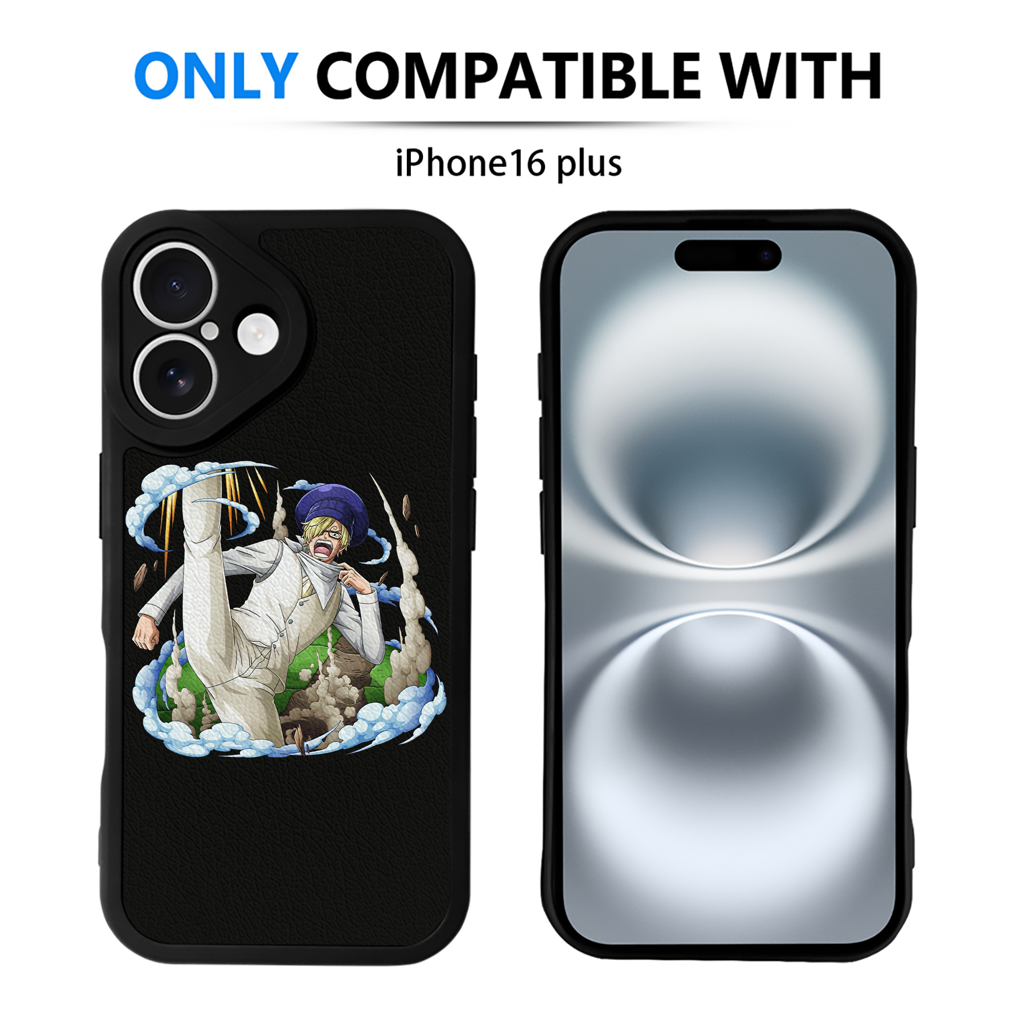 （画像用） ワンピース サンジ ONE PIECE Sanji 【iPhone 16シリーズ対応】シリコンスマホケース（レザー調） 材質：シリコン